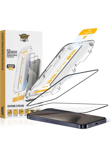 Labs 15 Serisi ile Uyumlu 5d 2 Adet Uygulama Aparatlı Ekran Temperli Cam ( 15 Pro Max)