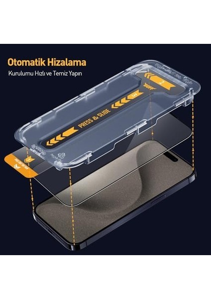 Labs 15 Serisi ile Uyumlu 5d 2 Adet Uygulama Aparatlı Ekran Temperli Cam ( 15 Pro Max) modelleri