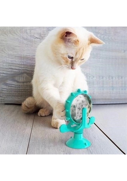 Buğz Vantuzlu Zilli Interaktif Dönebilen Mama Kaplı Renkli Eğlenceli Eğitici Kedi Oyuncağı - Stokta Olan Renk Gönderilir