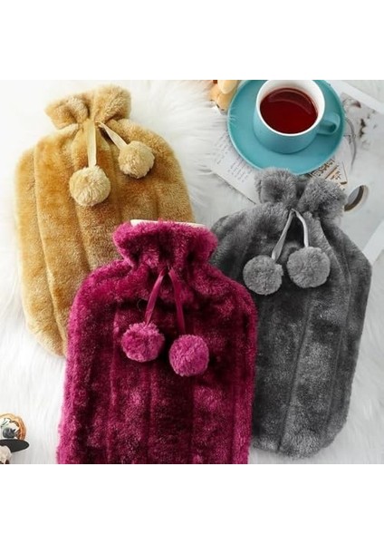 Güncelçarşı 2 Litre Ponponlu Peluş Sıcak Su Torbası 1.sınıf Kauçuk Malzeme modelleri