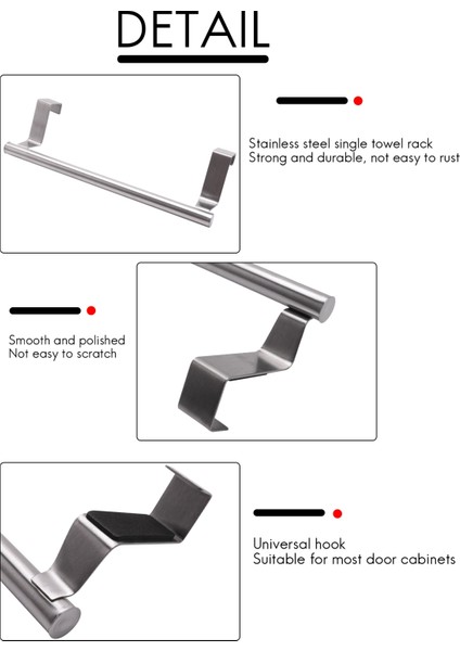 Dolap Dolap Kapılarına Evrensel Uyum Için Paslanmaz Çelik Kapı Üstü Havlu Askısı Bar Tutucular 2'li Paket (Yurt Dışından) indirimleri