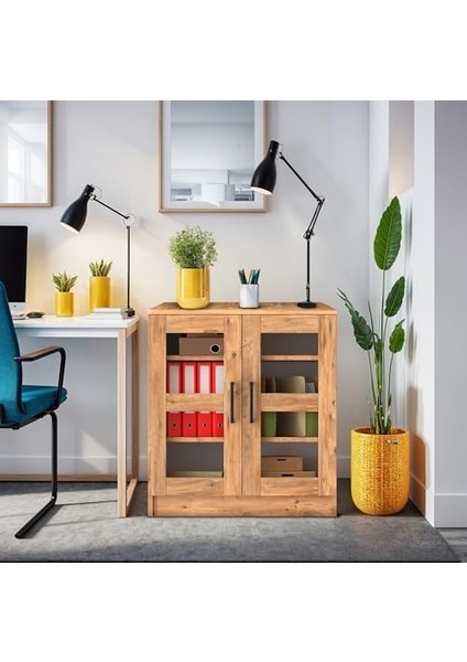 2 Cam Kapaklı Ceviz Dosya Dolabı modelleri