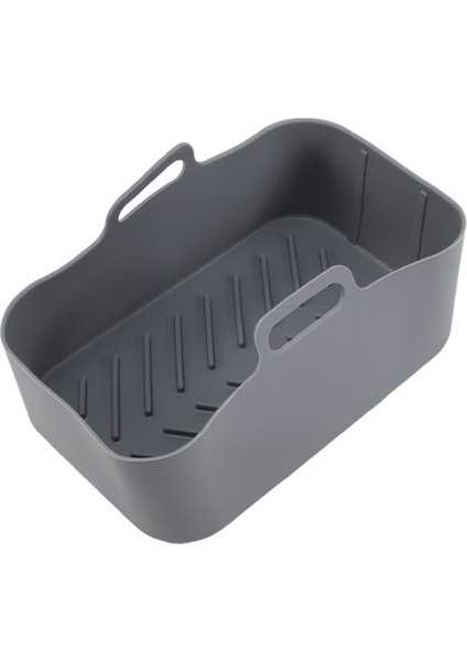 Hava Fritöz Için Silikon Sepet Tepsi Kızarmış Fırın Tepsisi Ekle Çanak Aksesuarı Çift Sepet Ninja DZ201 Için Hava Fritöz Gri (Yurt Dışından)