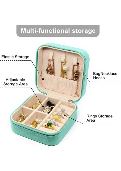 Taşınabilir Takı Saklama Kutusu Seyahat Organizatör Vaka Deri Saklama Küpe Kolye Yüzük Takı Organizatör Ekran B (Yurt Dışından) fırsatları