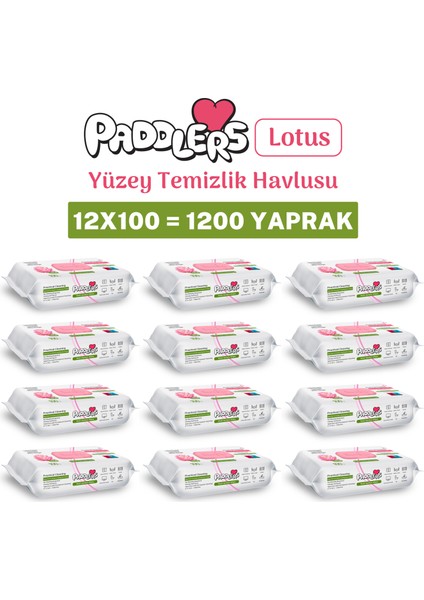 Easy Clean Lotus Çiçeği Yüzey Temizlik Havlusu 12X100 (1200 Yaprak)