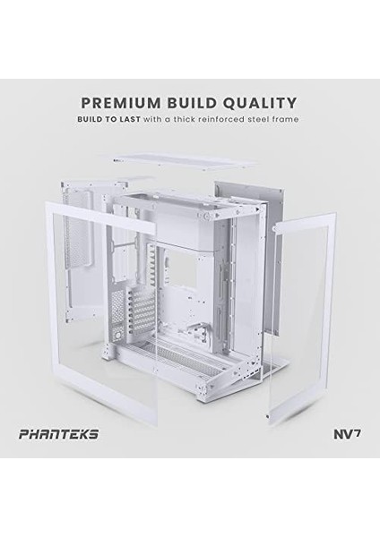 (PH-NV723TG_DMW01) Nv7 Vitrin Tam Kule Şasi, Yüksek Hava Akımı, D/a-Rgb Aydınlatma, Dikişsiz Temperli Cam Tasarımı, 12 Fan Konumu, Mat Beyaz modelleri