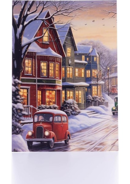 Kartpostal, Yılbaşı, Kırmızı Araba, 12X17 cm 6 Adet