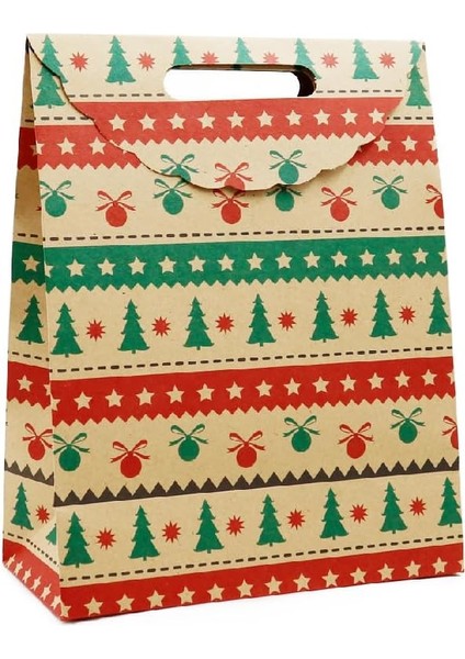 25X32 Yılbaşı Işıltısı El Geçme Karton Çanta, Hediye Kutusu