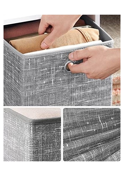 Saklama Kutusu, 6&apos;lı Set, Saplı Dokusuz Kumaş Düzenleme Kutuları, Kutu Saklama, 26 x 26 x 28 Cm, Küp Raf, Katlanır Kutu, Kıyafet Saklama Için, Gri Alacalı RFB026G01 modelleri