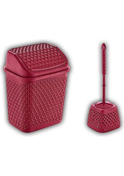 Katre Çöp Kovası ve Klozet Fırçası Kırmızı