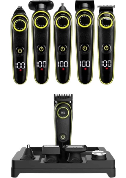 Buğz 5 Başlıklı Şarjlı Tıraş Makinesi LED Ekran Saç Sakal Ense Tıraşına Uygun Bakım Seti indirimleri