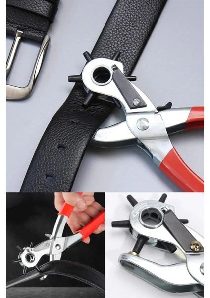 Buğz Kemer Delme Makinası Pratik 6 Başlıklı Kemer Delme Aleti Metal Kemer Delme Aparatı