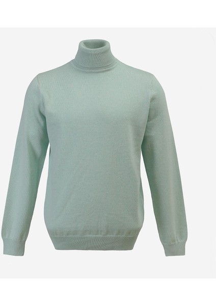 Erkek Şardonsuz Uzun Kol Ince Kazak - 180539 - Mint Yeşili