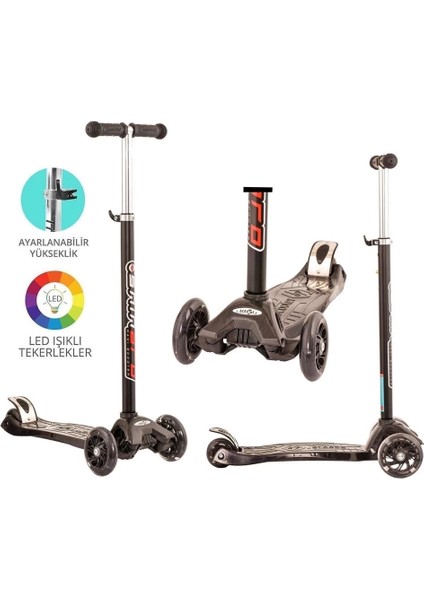 Buğz Maxi Twist Işıklı Scooter Siyah