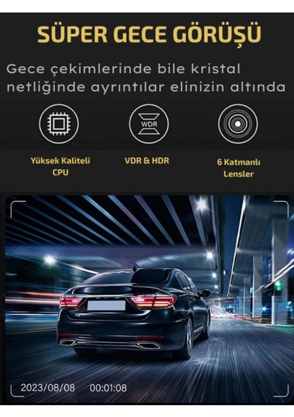 Buğz A-98 Wifi Full Hd 3 Kameralı Araç Içi Güvenlik Kamerası + Park Modu Kablosu Ön-Arka-Iç Kayıt,dashcam fırsatları