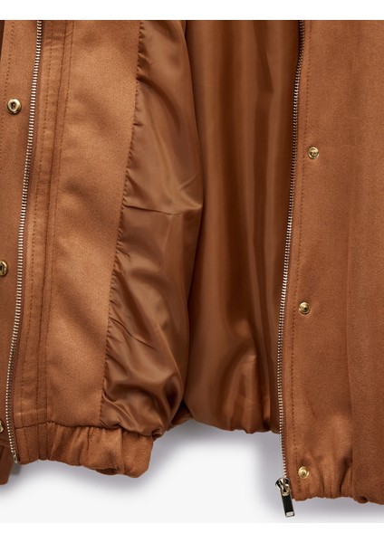 Uzun Kollu Cepli Oversize Suni Süet Bomber Ceket fırsatları