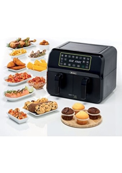 Çift Hazneli Hava Fritözü 4-4,9 lt Kapasite LED Ekranlı Yağsız Pişirme Teknolojisi