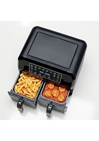 Çift Hazneli Hava Fritözü 4-4,9 lt Kapasite LED Ekranlı Yağsız Pişirme Teknolojisi