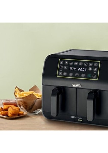 Çift Hazneli Hava Fritözü 4-4,9 lt Kapasite LED Ekranlı Yağsız Pişirme Teknolojisi