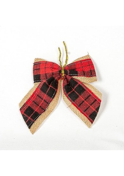 Yılbaşı Süsü Askılı Ekose Desenli Fiyonk 3&apos;lü Paket Kırmızı-Siyah 12X14 Cm. fiyatları
