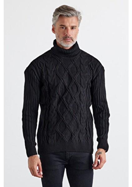 Erkek V Yaka Triko Kazak Düz Desen Normal Kalıp Orta Kalınlık