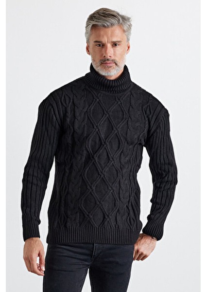 Erkek V Yaka Triko Kazak Düz Desen Normal Kalıp Orta Kalınlık