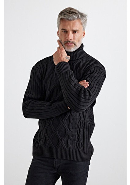 Erkek V Yaka Triko Kazak Düz Desen Normal Kalıp Orta Kalınlık