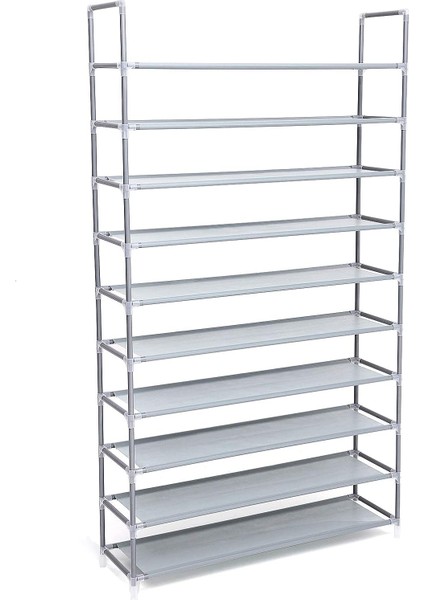 10 Katlı Ayakkabı Rafı, 100X29X175 Cm, Gri, LSR10G