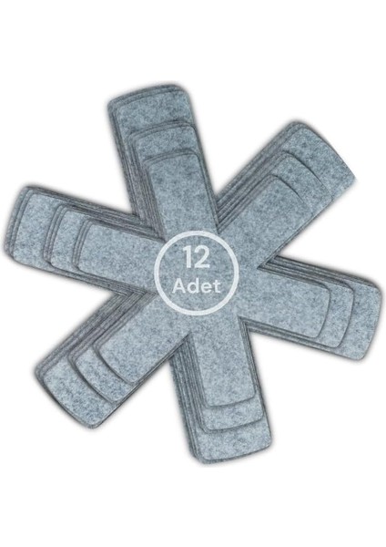 12 Li Set Tencere Tava Çizdirmez Keçe Düzenleyici (Gri)