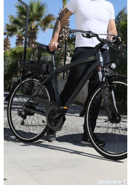 Comet Elektrikli Bisiklet 52 cm V 28 Jant 21 Vites Parlak Gri Sarı