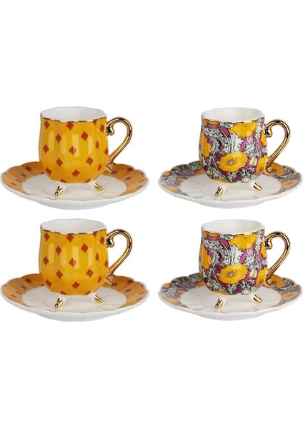 Art Eliana Dörtlü Ayaklı Kahve Fincanı Seti