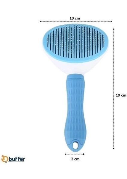 Buğz Kedi Köpek Tüy Toplayıcı Kendini Temizleyebilen Ergonomik Saplı Evcil Hayvan Tarağı Mavi fırsatları