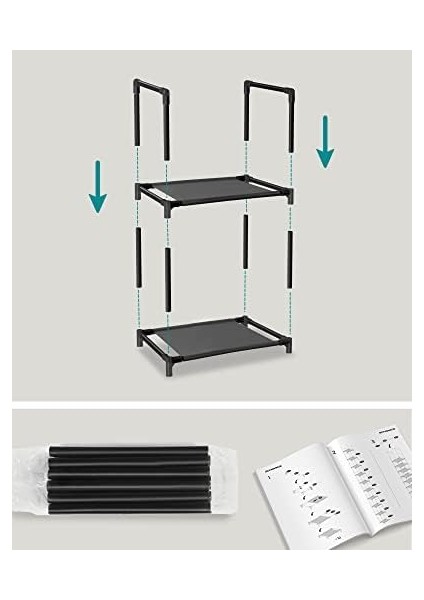 10 Katlı Ayakkabı Rafı, Ayakkabı, Yerden Tasarruf Sağlayan Ayakkabı Saklama, 33 x 33 x 173 Cm, Metal Çerçeve, Dokuma Olmayan Kumaş Raflar, Koridor, Yatak Odası, Siyah LSR110B02 fiyatları