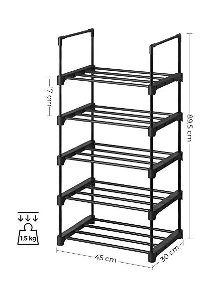 5 Katlı Ayakkabı Rafı, Ayakkabı Saklama Düzenleyici, 2&apos;li Set, Metal Saklama Rafı, Istiflenebilir Ayakkabı Rafı, Koridor, Oturma Odası, Yatak Odası, Vestiyer Için, 30 x 45 x 89 Cm, Siyah modelleri