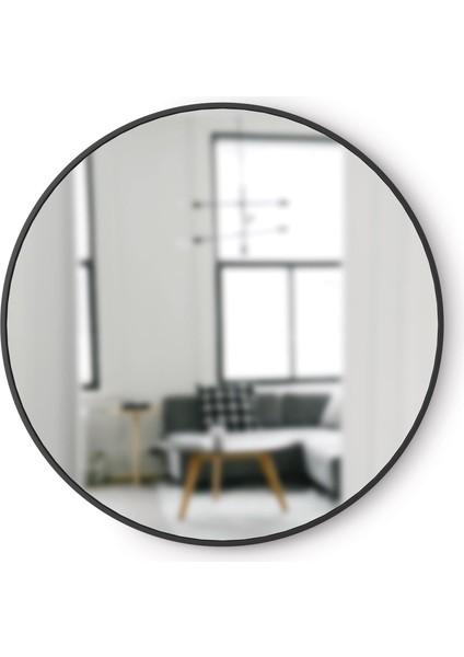 Hub Duvar Aynası, Koridor,, Oturma Odası ve Daha Fazlası Için Yuvarlak Ayna, Siyah, 94 cm Çap