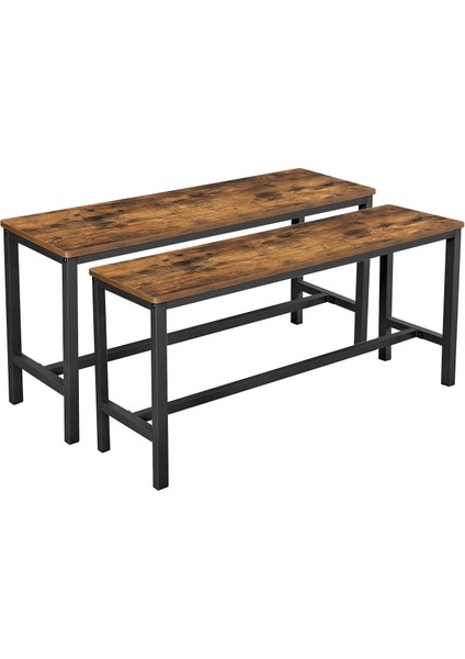 Yemek Odası Bankları, 2&apos;li Set, 32.5 x 108 x 50 Cm, Mutfak, Yemek Odası, Kararlı Çelik Çerçeve, Endüstriyel Tasarım,, Koyu KTB33X