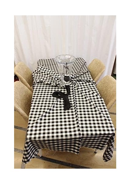 Beyaz Renk Kare Desenli Full Akrilik Dokuma Masa Örtüsü 150X220 cm modelleri