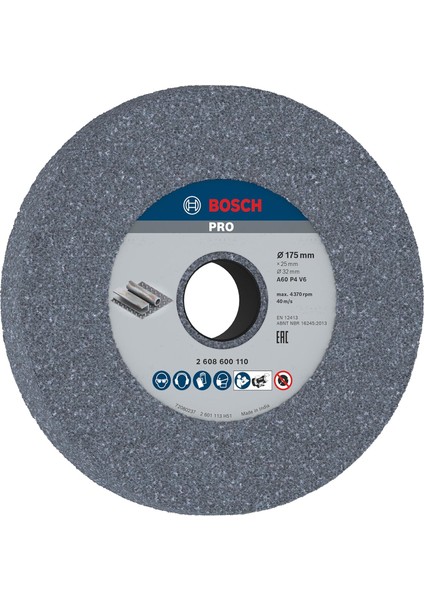 2608600110 Aksesuarı Zımpara Diski Için Bileme Makinesi 175 Mm, 32 Mm, 60