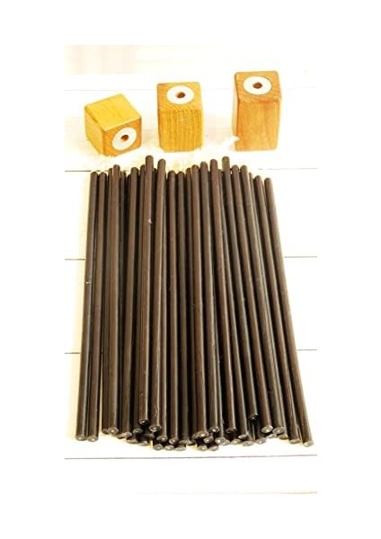 (50 Adet) Mum ve (3 Adet) Özel Dizayn Ahşap Mumluk Dilek Mumu Petek Mum Tören Parti Doğum Günü Beeswax Candle (Siyah) modelleri