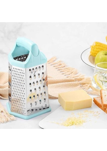 6 Yüzeyli Mutfak Rendesi, Tutacaklı, Altıgen (Mavi) fiyatları