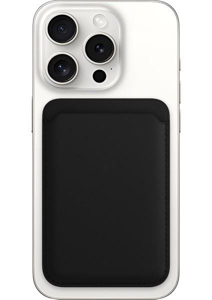 15 / 14 / 13 / 12 Serisi Için Güçlü Manyetik Özellikli Aksesuarlarıyla Uyumlu Deri Cüzdan Kartlık (Siyah)