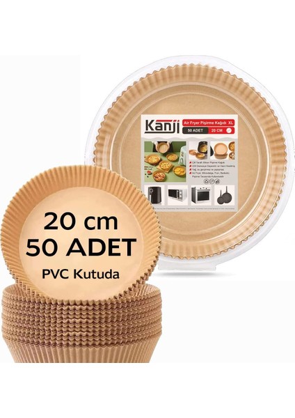 50 Adet Air Fryer Pişirme Kağıdı 20 cm – Tek Kullanımlık, Yapışmaz, Yağ Geçirmez, Yuvarlak Tabak Model Hava Fritöz Yağlı Kağıdı Pvc Ambalaj