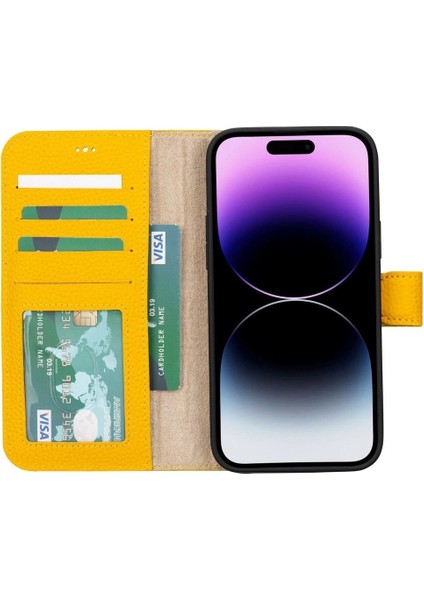Buğz Apple iPhone 15 Plus Uyumlu Deri Cüzdanlı Kılıf Mwwn FL12 Sarı fiyatları