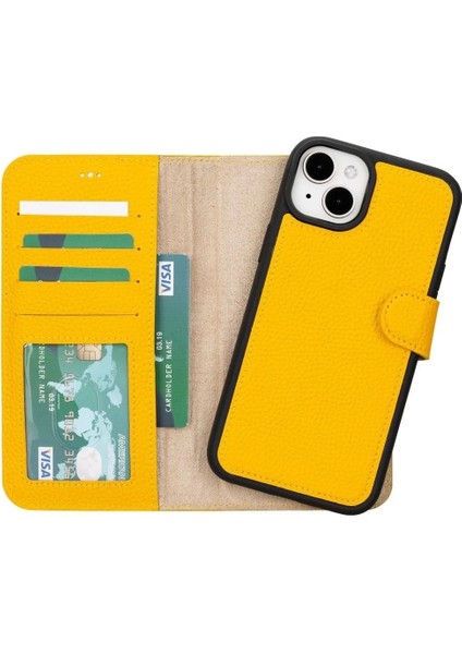 Buğz Apple iPhone 15 Plus Uyumlu Deri Cüzdanlı Kılıf Mwwn FL12 Sarı indirimleri