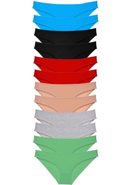 12 Adet Eko Set Likralı Kadın Slip Külot Çok Renkli 2