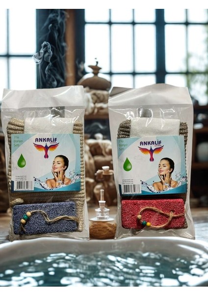 Cilt Bakımına Özel 3’lü Banyo, Hamam, Çeyiz Seti – Ponza, Kese, Lif modelleri