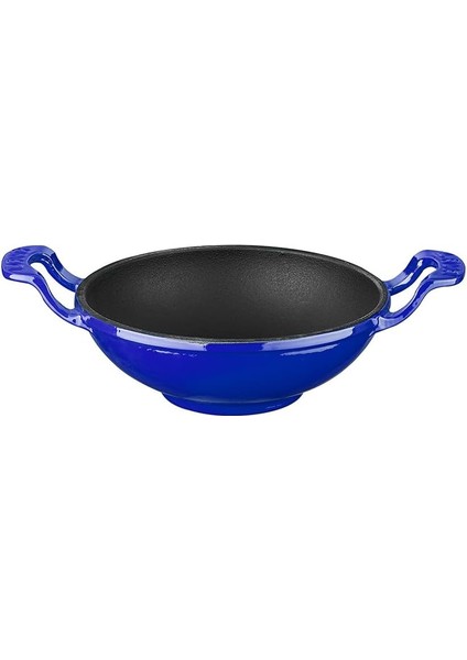 Döküm Mini Wok Yekpare Kulplu Çap 16CM Mavi