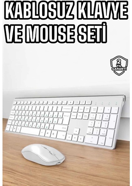 Buğz Beyaz Kablosuz Klavye Fare Seti Kablosuz Fare USB Alıcı Pc Uyumlu