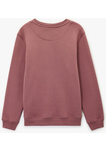 Regular Fit Pamuk Viskon Karışımlı Bisiklet Yaka Baskılı Sweatshirt fiyatları