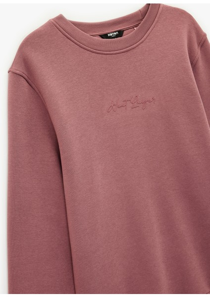 Regular Fit Pamuk Viskon Karışımlı Bisiklet Yaka Baskılı Sweatshirt modelleri